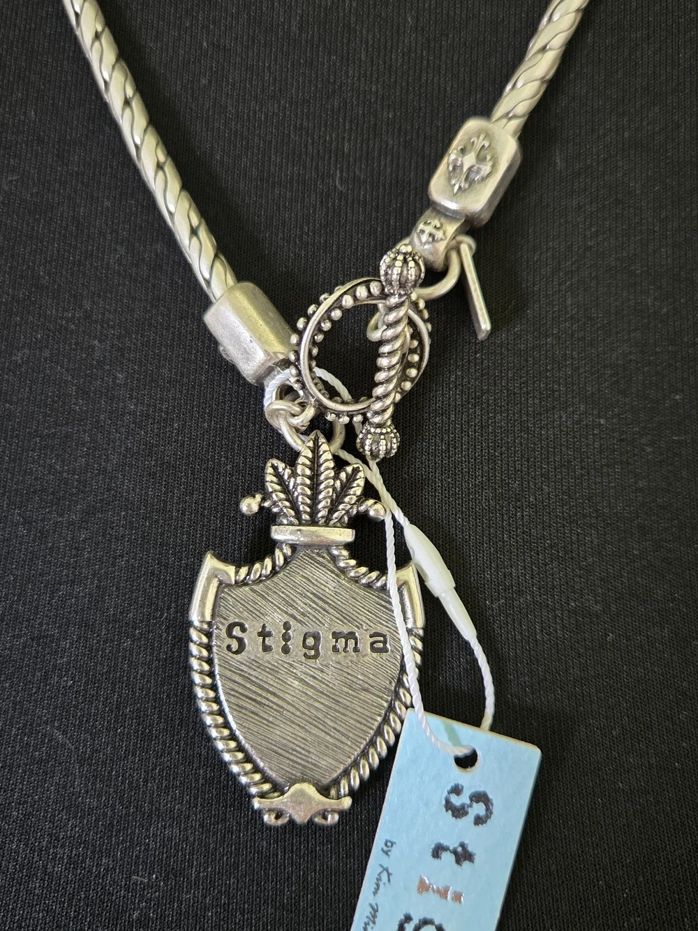 Men's Silver-Tone Shield Pendant Necklace - Unbranded